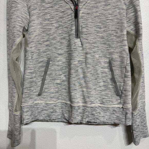 Free People Movement Gray Markie Hoodie Mesh Contrast Sweatshirt Sz M - Picture 4 of 12